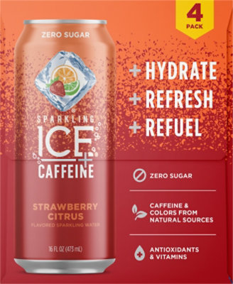 Sparkling Ice® Sparkling Water With Caffeine Strawberry Citrus - 4-16 Fl. Oz. - Image 6