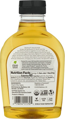 Madhava Honey Agave Nectar Golden Light - 17 OZ - Image 2