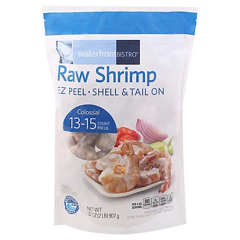 waterfront BISTRO Shrimp Raw Colossal Shell & Tail On Frozen 13-15 Count - 2 Lb