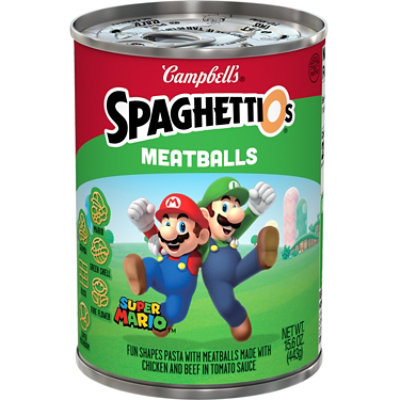 Campbell's SpaghettiOs Super Mario™ Fun Shapes Canned Pasta with Meatballs - 15.6 Oz - Image 1