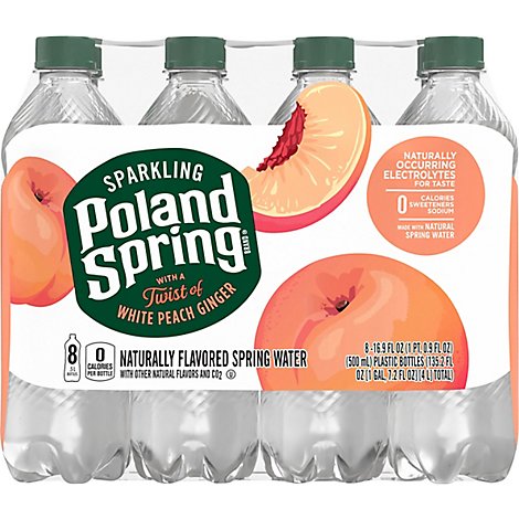 Poland Spring Sparkling White Peach Ginger Pet - 8-16.9 FZ