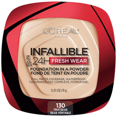 L'Oreal Paris Infallible Up to 24H Fresh Wear Foundation in a Powder True Beige - 0.31 Oz - Image 3