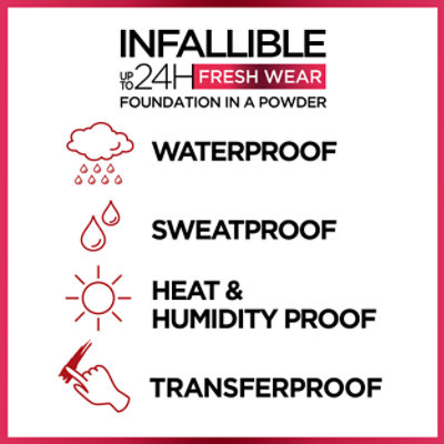 L'Oreal Paris Infallible Up to 24H Fresh Wear Ivory Buff Foundation in a Powder - 0.31 Oz - Image 5