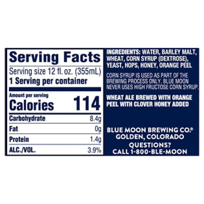 Blue Moon Craft Beer Honey Daze 3.9% ABV Cans - 6-12 Fl. Oz. - Image 4