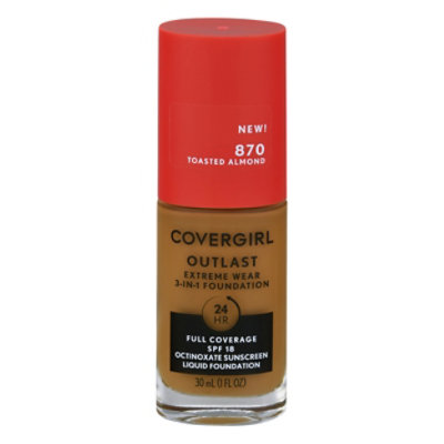 COVERGIRL Outlast Extreme Wear Foundation SPF 18 870 Toasted Almond - 1 Fl. Oz. - Image 3