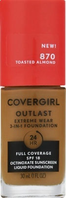 COVERGIRL Outlast Extreme Wear Foundation SPF 18 870 Toasted Almond - 1 Fl. Oz. - Image 2