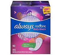 Always Radiant Daily Liners Long Absorbency Unscented - 92 Count