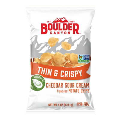 Boulder Canyon Thin & Crispy Cheddar Sour Cream Potato Chips - 6 Oz - Image 2