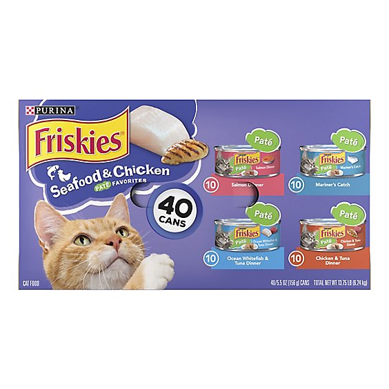 Friskies Ocean Whitefish And Tuna Wet Cat Food Pack - 40-5.5 Oz
