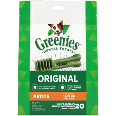 Greenies Original Petite Natural Dog Dental Care Chews Oral Health Dog Treats 20 Count - 12 Oz - Image 1