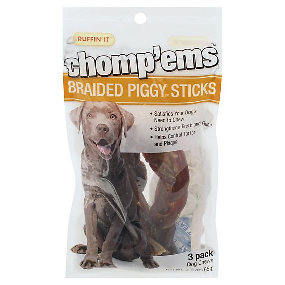 Chompems Braided Piggy Sticks - 2.3 OZ