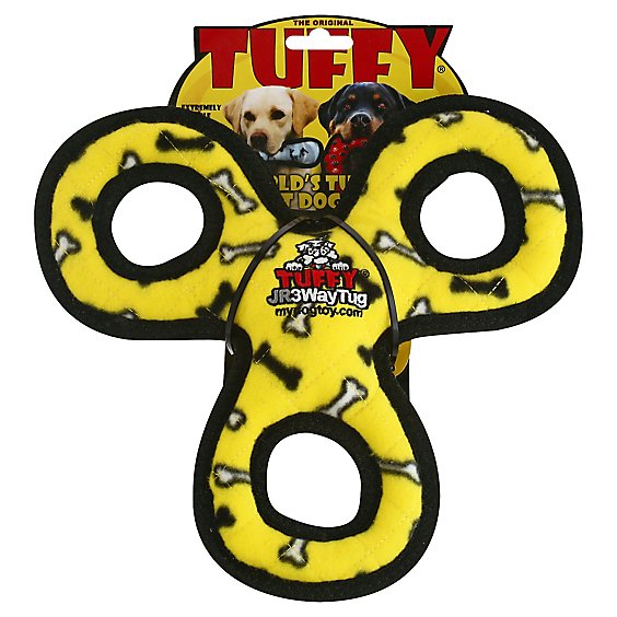 Tuffy Dog Toy 3 Way Tug Yellow Ea