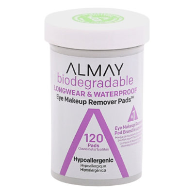 Almay Biodegradable Longwear & Waterproof Eye Makeup Remover Pads - 120 Count