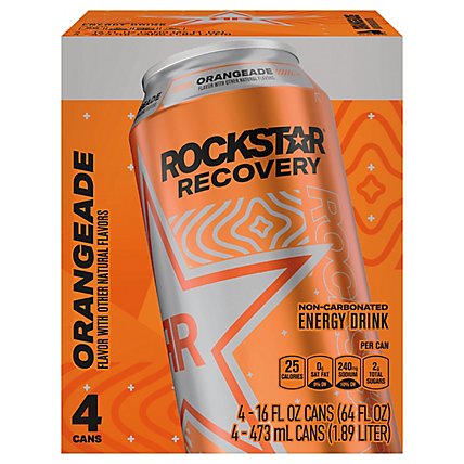 Rockstar Recovery Energy Drink Orange Can 4 Pack - 64 FZ - Image 2