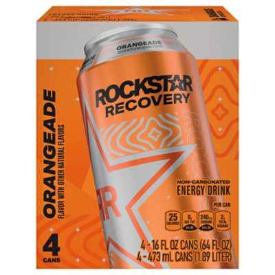 Rockstar Recovery Energy Drink Orange Can 4 Pack - 64 FZ