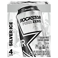 Rockstar Pure Zero Energy Drink Silver Ice 16 Fluid Ounce Can 4 Count - 64 FZ - Image 3