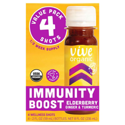 Vive Organic Immunity Boost Elderberry Ginger and Turmeric Wellness Shot Multipack- 4-2 Fl. Oz. - Image 3