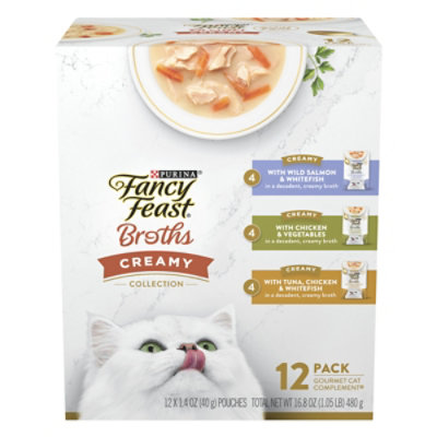 Purina Fancy Feasts Broths Cream Cat Food Variety Pack - 12-1.4 OZ