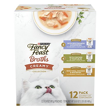 Purina Fancy Feasts Broths Cream Cat Food Variety Pack - 12-1.4 OZ - Image 1