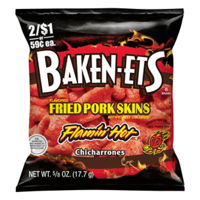 BAKEN-ETS Pork Rinds Chicharrones Skin Hot N Spicy - 0.625 Oz - safeway
