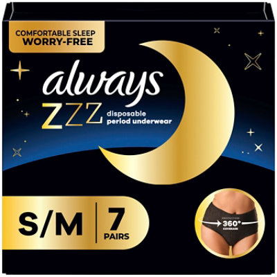 Always Zzz Period Underwear Disposable 360 Degree Coverage Small / Medium - 7 Count - Image 1