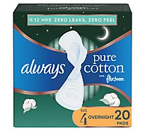 Always Pure Cotton Pads With FlexFoam Overnight Absorbency With Wings Size 4 - 20 Count
