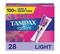 Tampax Radiant Tampons Light Absorbency Unscented - 28 Count