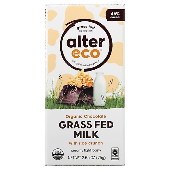 Alter Eco Choc Grassfed Milk Rice Crunch - 2.65 OZ