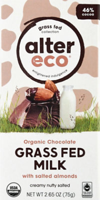 Alter Eco Milk Chocolate Almond Bar Grass Fed - 2.65 OZ - Image 2