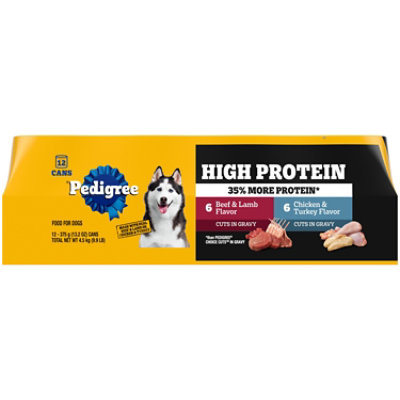 Pedigree High Protein Chicken/Turkey & Beef/Lamb Adult Wet Dog Food Cans Variety Pack - 12-13.2 Oz - Image 1