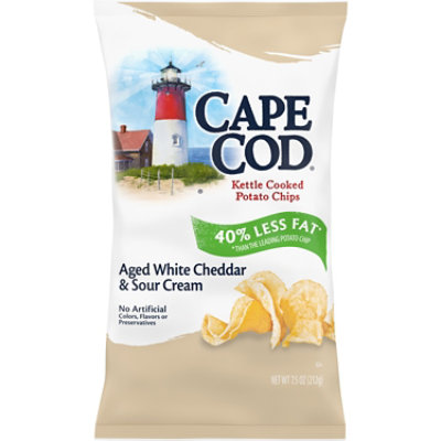 Cape Cod Less Fat White Cheddar and Sour Cream Kettle Cooked Potato Chips - 7.5 Oz - Image 1