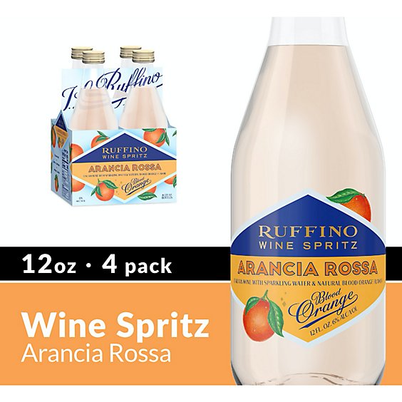 Ruffino Wine Spritz Blood Orange Arancia Rossa Italian Sparkling Wine Bottles - 4-12 Oz