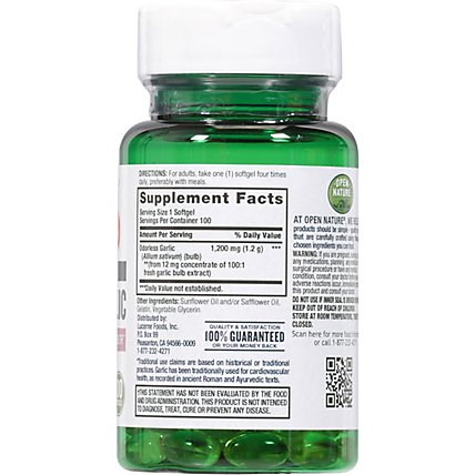 Open Nature Herbal Supplement Odorless Garlic 1200mg - 100 CT - Image 5