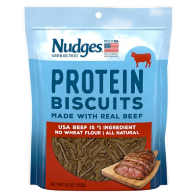 Nudges Natural Dog Treats Protein Biscuits Made With Real Beef - 16 Oz
