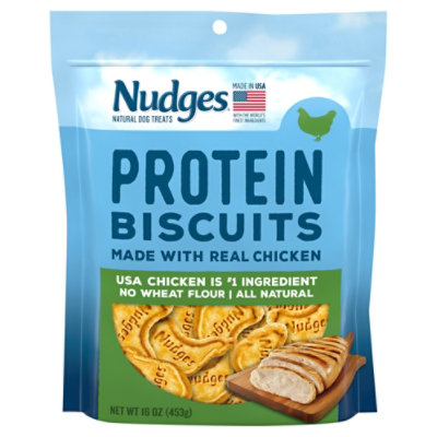 Nudges Natural Dog Treats Protein Biscuits Made With Real Chicken - 16 Oz