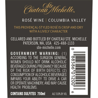 Chateau Ste. Michelle Columbia Valley Le Rose Wine Bottle - 750 Ml - Image 9