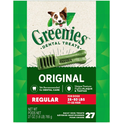 Greenies Original Regular Natural Dog Dental Care Chews Oral Health Dog Treats 27 Count - 27 Oz - Image 1