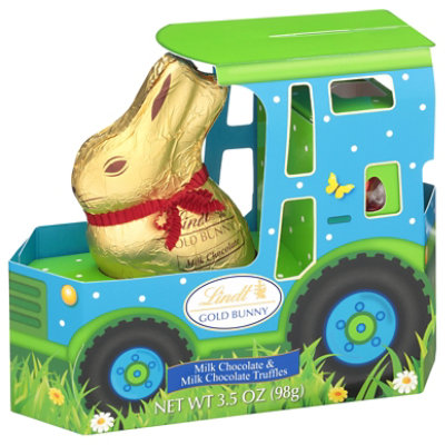 Lindt GOLD BUNNY Easter Milk Chocolate Candy Truffles Tractor - 3.5 Oz - Image 1