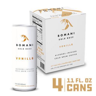  BOMANI Cold Buzz Alcohol Infused Coffee Cold Brew Vanilla - 4-11 Fl. Oz. 