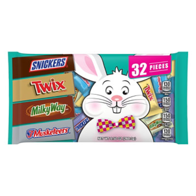 Mars Candy Snickers Twix Milky Way & 3 Musketeers Chocolate Easter Candy 32 Count - 9.5 Oz - Image 1