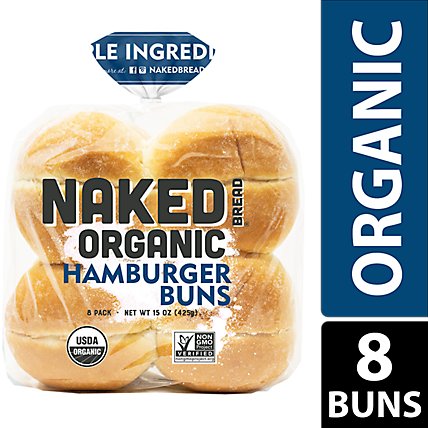 Naked Organic Hamburger Buns - 8 CT - Image 1