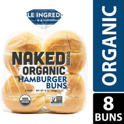 Naked Organic Hamburger Buns - 8 CT