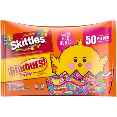 Mars Candy Skittles & Starburst Original Chewy Easter Candy 50 Count - 20.39 Oz