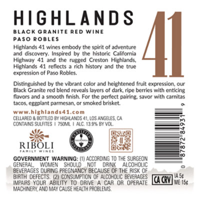 Highlands 41 Cabernet Sauvignon Bottle Wine - 750 ML - Image 5