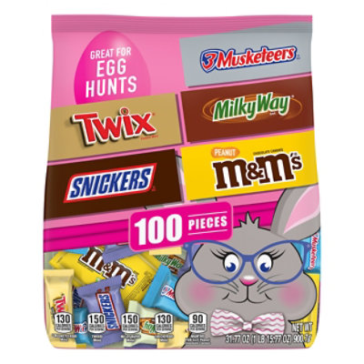 Mars Candy Snickers Twix M&Ms Peanut Milky Way & 3 Musketeers Chocolate Easter Candy 100 Count - 31.77 Oz - Image 3