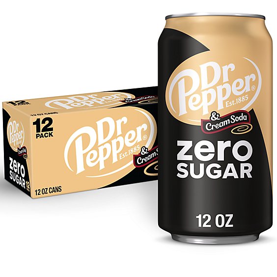 Dr Pepper and Cream Soda Zero Sugar Cans - 12-12 Fl. Oz.