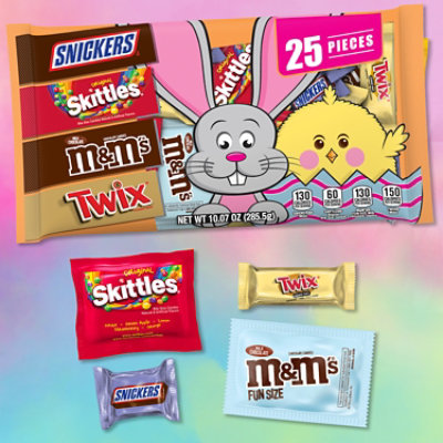 Mars Candy Twix Snickers M&Ms & Skittles Easter Candy Fun Size Variety Mix 25 Count - 10.07 Oz - Image 3