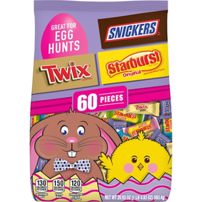 Mars Candy Snickers Twix & Starburst Minis Assorted Easter Candy Variety Pack 60 Count - 20.93 Oz - Image 2