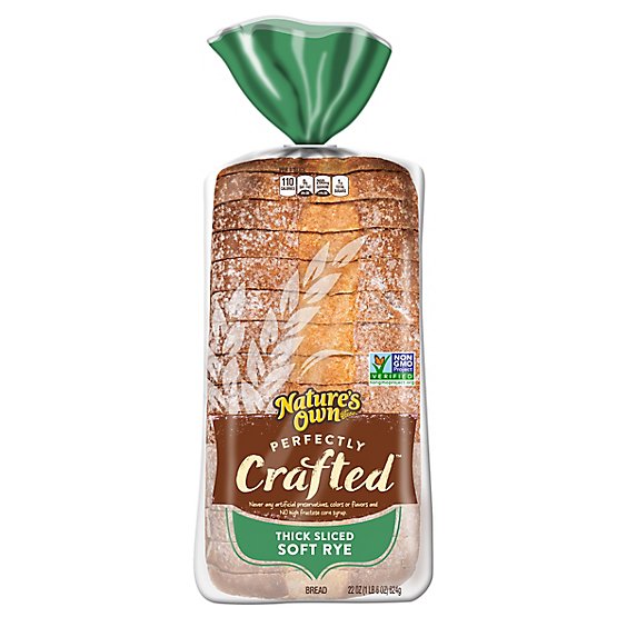 Natures Own Perfectly Crafted Soft Rye Bread Thick Sliced Non-GMO Rye Bread - 22 Oz