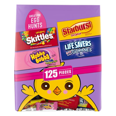Mars Candy Skittles Starburst Life Savers Gummies & Hubba Bubba Easter 125 Count - 36.12 Oz
